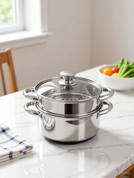 PRISTINE Multipurpose Induction Base 2 Tiers Steamer Stainless Steel Steamer
