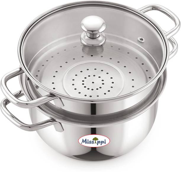 MISSIPPI Multipurpose Induction Base 2 Tiers Pasta Steamer|Vegetable|Momo Stainless Steel Steamer