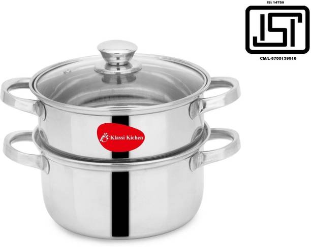 Klassi Kichen Klassi Kichen 2 Tier Steamer Set with Lid|Pasta Steamer|Vegetable|Momo. Stainless Steel Steamer
