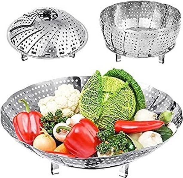 DARSHANAM WORLD Steamer Pots Pans Foldable Multipurpose Fruit Bowl Steamer Stainless Steel Steamer