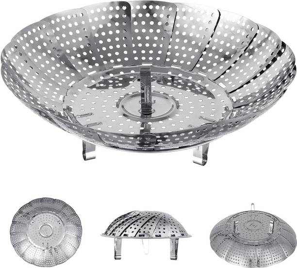 Quixi Folding Expandable Steamer to Fits Various Size Pot for Vegetable fish meat Stainless Steel Steamer