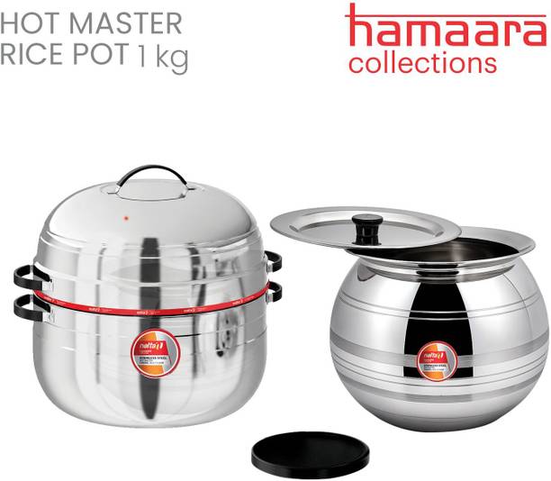 Nolta Rice Cooker 1 KG, Thermal SS Pot & Rubber Gasket, ISO Certified Choodarapetty Stainless Steel Steamer