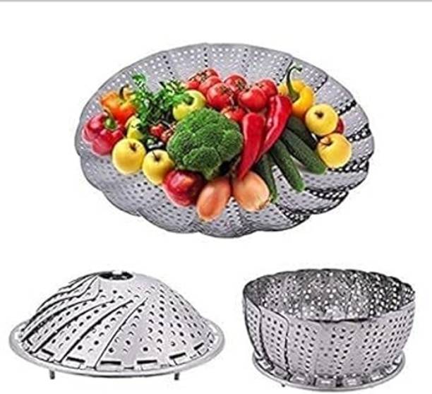 MEBISO M-FOLDABLE STEAMER BASKET for Vegetable Pans meat Boiler Big Size Stainless Steel Steamer