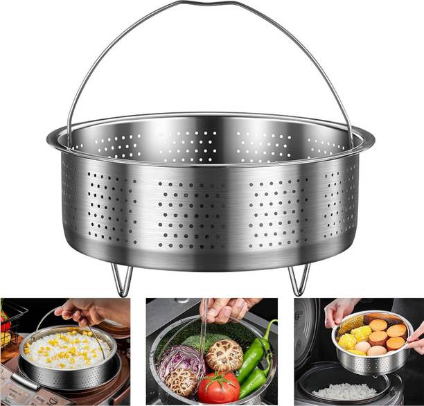 SAMVAT Steel Vegetable Steamer Basket with Legs and Lift Handle for Cooker and Pot Stainless Steel Steamer