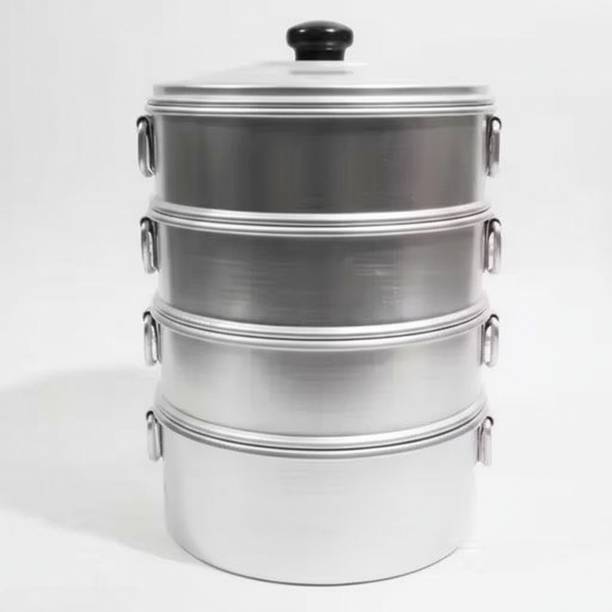 TambaVeda Stainless Steel Momo Steamer for Idli, Dhokla & Vegetables | 4 Tier Steaming Pot Stainless Steel Steamer