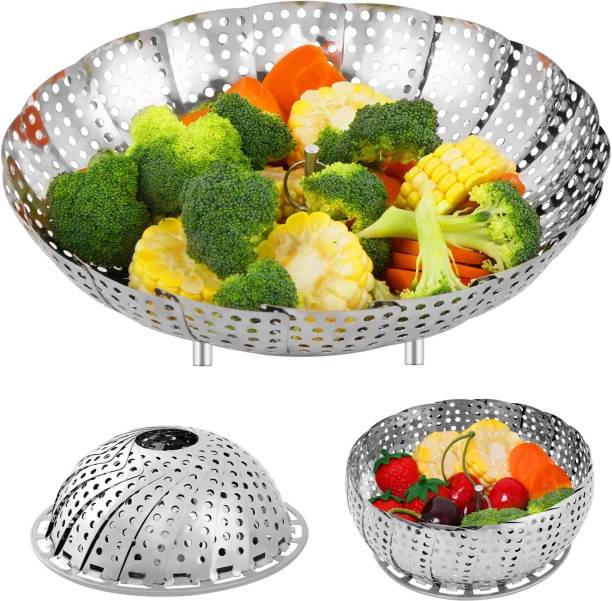 VAVSU Vegetable Steamer Basket for Veggie Fish Food,Adjustable Size to Fit Various Pot Stainless Steel Steamer