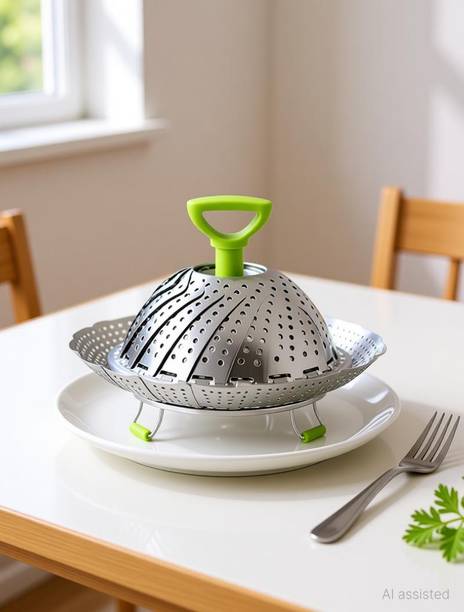 Freshome Foldable Steamer Basket for Cooking Vegetables Momos Fish Meat Egg Boiler Stainless Steel Steamer
