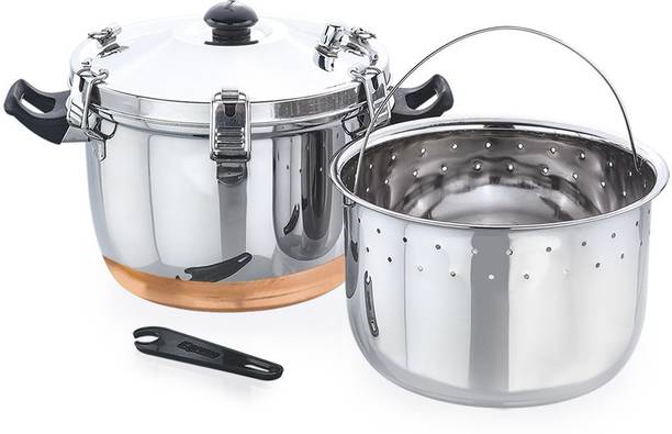 Granny Kitchen Express Copper Bottom Rice Cooker with Steamer Basket Cooks up to 750g, Stainless Steel, Copper Steamer