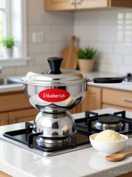 BlueBerry's Chirattaput Put Maker with Lid and Pressure Cooker Use|Made in India (Silver) Stainless Steel Steamer