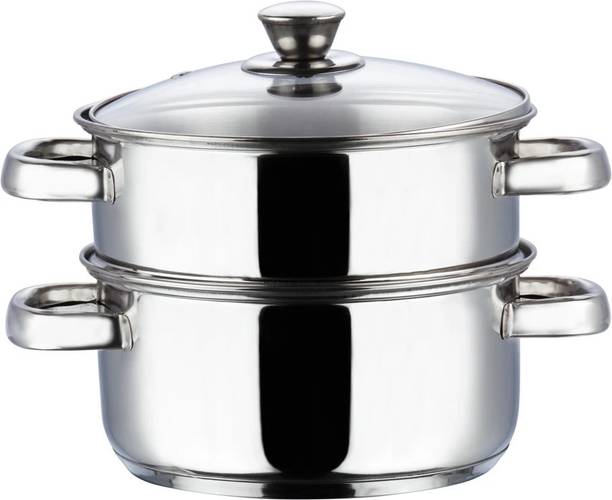 VINOD Stainless Steel Steamer 2 Tier with Glass Lid 20 cm(Momo/Vegetable/Modak Maker) Stainless Steel Steamer
