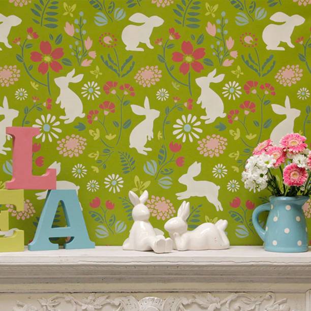 Kayra Decor Hop Bunny Design Kids Room Wall Stencils KDRDSS1250 Size 24x36 Inch Stencil