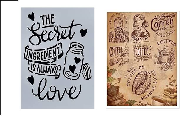 MOREL INGREDENT STENCIL AND WATER SHEET COFFEE The Secret INCREDIENT AND (ARABIKA Coffee) COMBO STENCILS Stencil