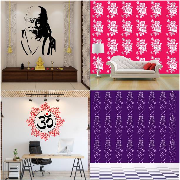 ARandNJ Painting Wall Stencils (Size :- 16 X 24 Inch) PATTERN- "Sai Baba Ji", "Rose Flower", "Om Mandala", "Flourishing Petals" Design Ideal For Home Wall Decor Stencil