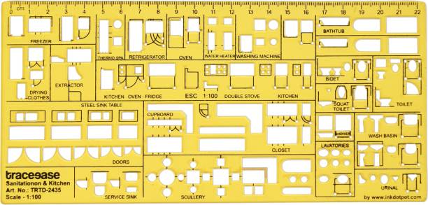 Traceease Traceease House Plan,Interior Design &amp; Furniture Templates for Kitchen Stencils TRTD-2435A Sanitation &amp; Kitchen Template Stencil