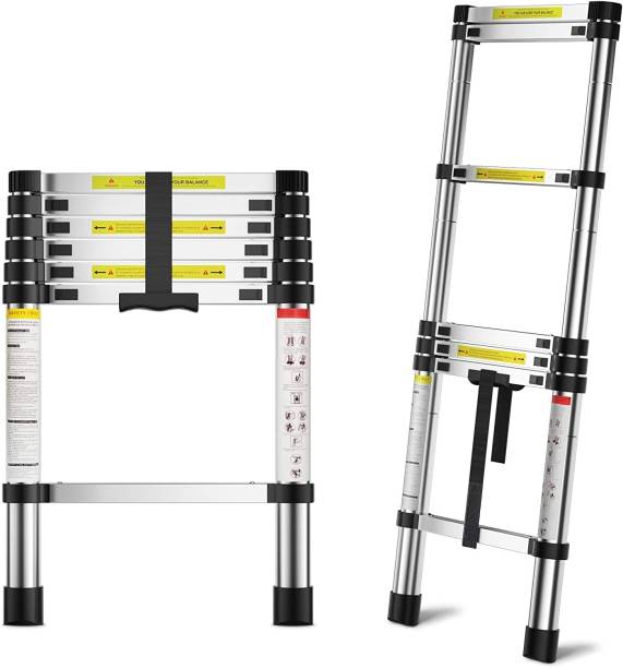 Plantex Ladder for Home (3.8 m/12.5 Feet) Stainless Steel Telescopic Ladder (EN131) Steel Ladder