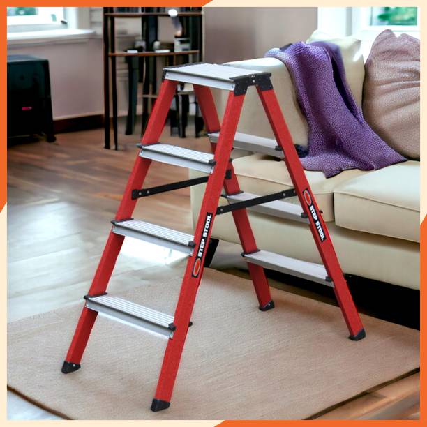 Prime 4steps Alligator Pattern Powder-Coated Aluminium Twin Step Stool (Ruby Red) Aluminium Ladder