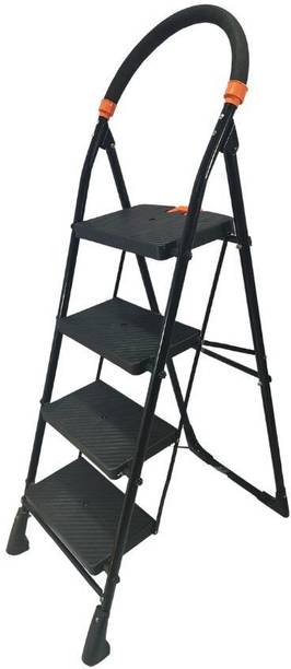 HOME BLISS 4-Step Ladder, Folding Step Stool for Adults with Wide Anti-Slip Pedal Aluminium Ladder