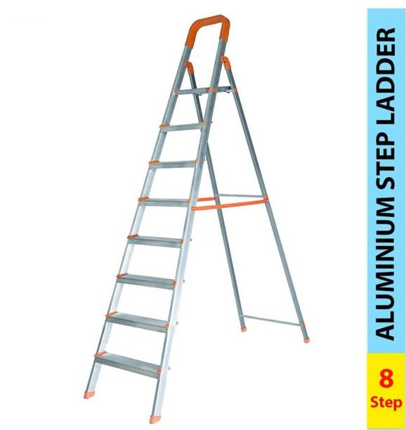 ESKAI INDIA 8 step with Heavy Duty Foldable Durable Steel Wide Ladder for Home ,Big Foot Aluminium, Steel, Plastic Ladder