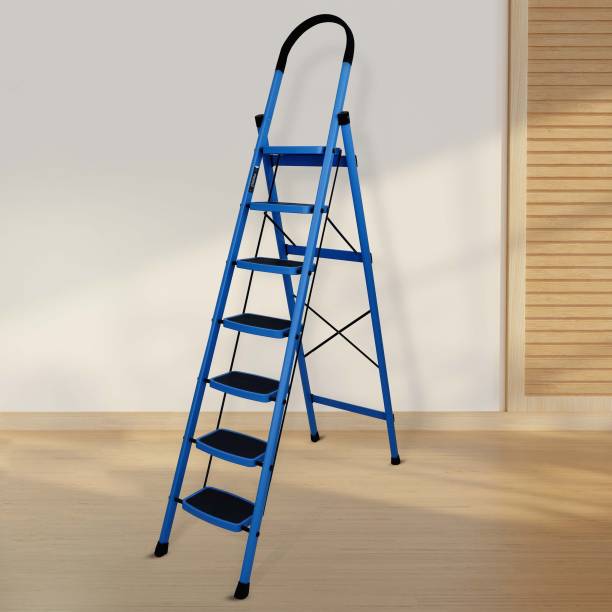 Plantex Premium Steel Foldable 7-Step Ladder for Home - Wide Anti Skid Step Ladder Steel Ladder