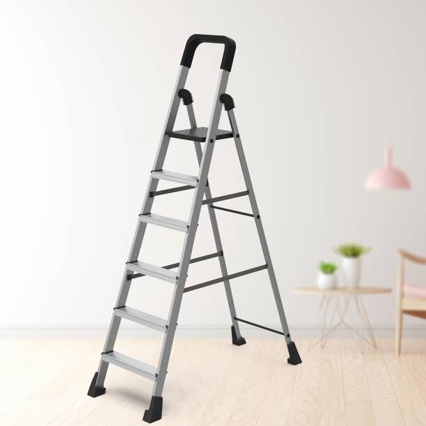 Asian Paints TruCare 6-Steps Ladder, Foldable Anti-Skid Feet with Double-Locking Technology Aluminium Ladder