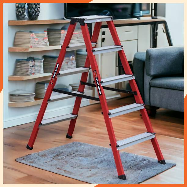 Prime 5steps Alligator Pattern Powder-Coated Aluminium Twin Step Stool (Ruby Red) Aluminium Ladder