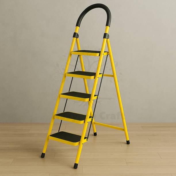 Naayaab Craft Premium Folding Stairs 5-Step Ladder for Home Use with Wide Anti-Slip Steps Steel Ladder