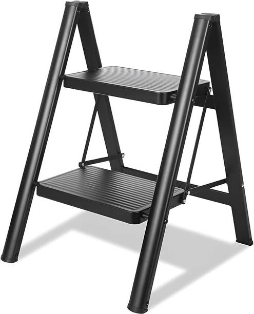 JIALTO Compact 2-Step Folding Ladder Lightweight, Durable Step Stool ,Non-Slip Steps Steel Ladder