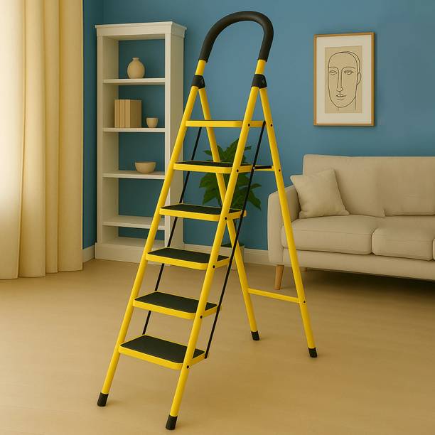 LEOPAX Anti-Slip Ladder for Home 6-Steps Foldable Step Stool Stairs for Home Use Steel Ladder