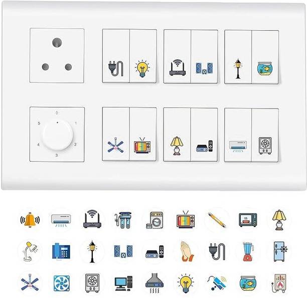 Stikor 1.5 cm Transparent Switch Board Sticker for home and office Fan, Light,TV, Etc Self Adhesive Sticker