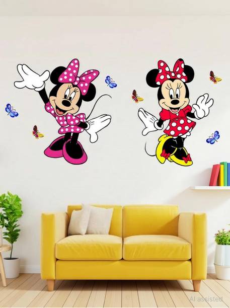 Heaven Decors 58 cm PVC Vinyl Mickey Mouse Funny Cartoon ( ideal size on wall: 120 cm x 58 cm ) Self Adhesive Sticker