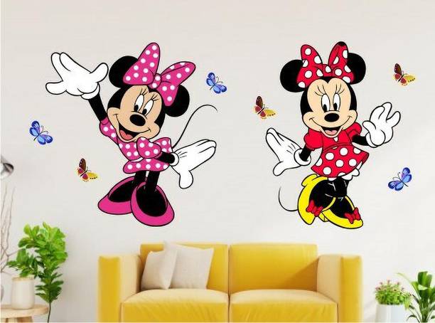 Heaven Decors 58 cm PVC Vinyl Mickey Mouse Funny Cartoon ( ideal size on wall: 120 cm x 58 cm ) Self Adhesive Sticker