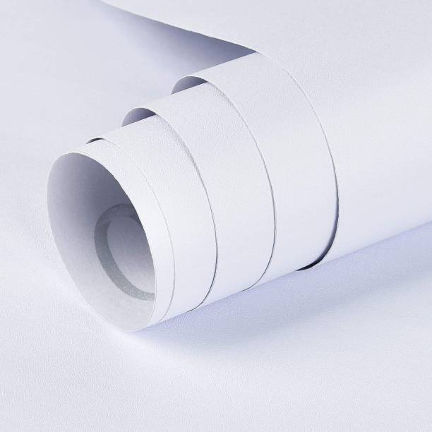iFlip Zone 45 cm White Matte Wall Stickers Waterproof &amp; 100% Removable PVC Wallpaper(304x45CM) Self Adhesive Sticker