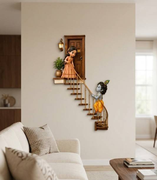 SAM 42 cm Beautyfull Radha With Krishna Vinyl Wall Sticker| Religious Wall Décor for Home Self Adhesive Sticker