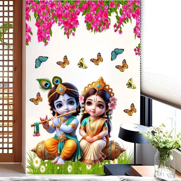 artisian inkwork 95 cm Radha Krishna 95 Cm X 70 Cm) Self Adhesive Sticker