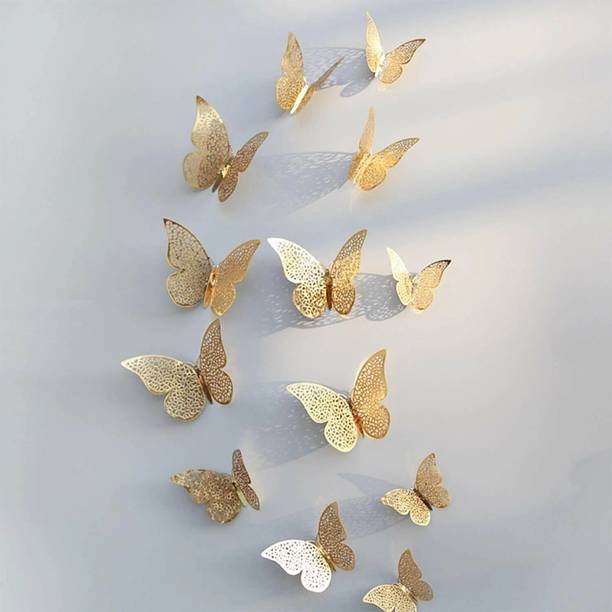 HEYMAZA 5 inch 12Pcs 3D Home Decor Butterfly Wall Stickers Double-sided Sticker