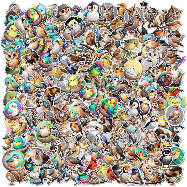 Omita 4.72 cm Cute Cartoon and Wild Bird Illustration Stickers for Journaling and DIY Use Reusable Sticker