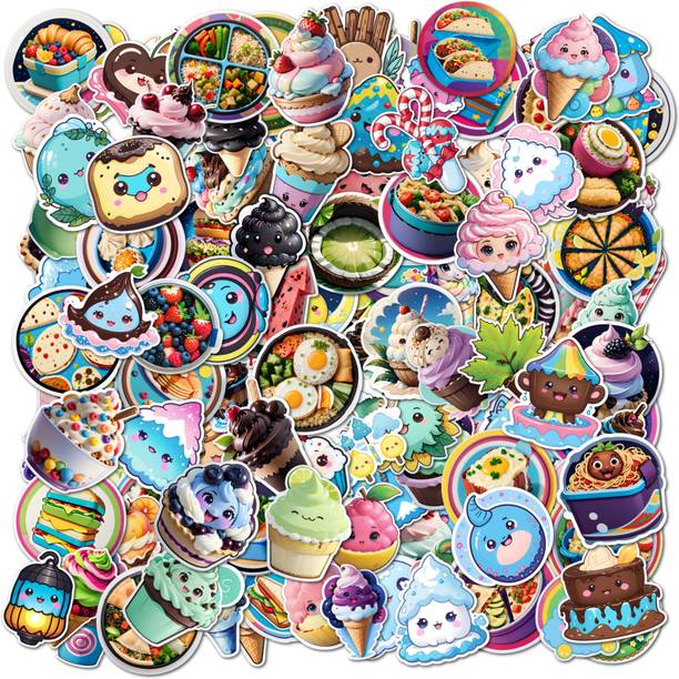 ClassyParadise 3.62 cm Kawaii Cartoon Food Stickers for Notebook Diary Scrapbook Decoration Reusable Sticker