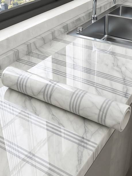 Onbet 200 cm Self Adhesive Glossy Marble Foil Waterproof Sticker For Kitchen And Home Self Adhesive Sticker