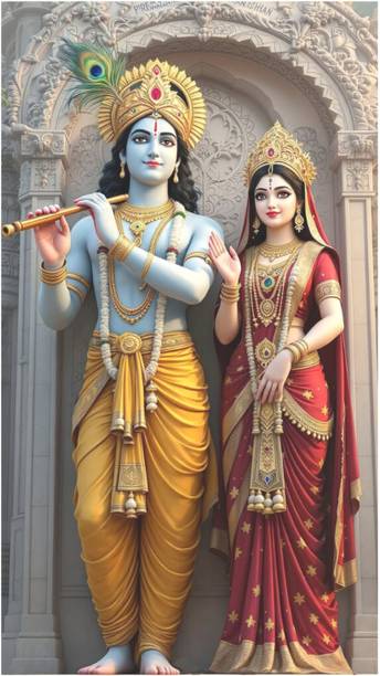 GLOBAL GRAPHICS 68 cm "Radha Krishna Divine Wall Poster - For Your Beautifull Room Wall Sticker Self Adhesive Sticker