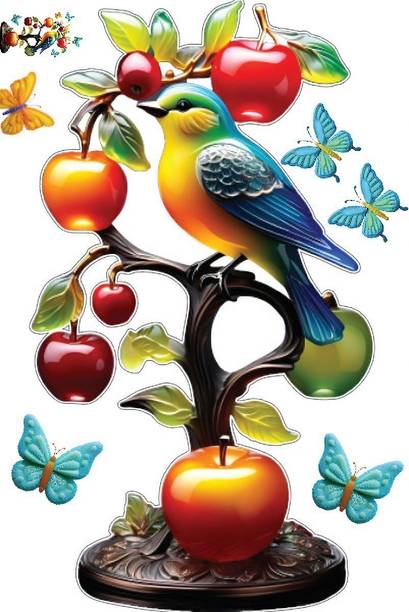 Arnema 55 cm 3d Blue & Yellow Birds Printed Self-Adhesive Waterproof Self Adhesive Sticker