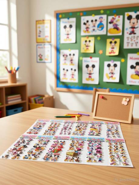 Super Easy 0.9 cm Mickey Mouse Character Puffy 3D Cute Funny ( 10 Sheets) Self Adhesive Sticker