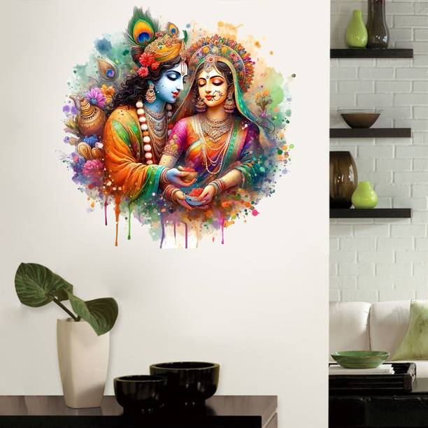Reface Wall 38 cm Radha Krishna Self Adhesive Sticker