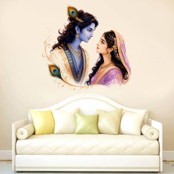 Eltass 45 cm Radha krishna wall sticker - Radha krishna love wall sticker Self Adhesive Sticker