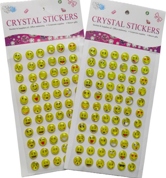 RainbowJunction 1 cm Crystal Emoji Sticker Funny Face Expression For Art,Craft School Office Stickers Self Adhesive Sticker