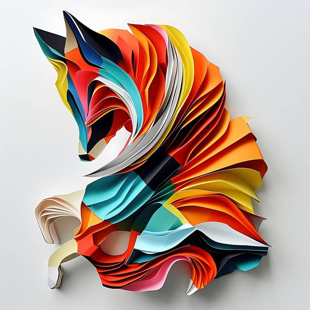 EXO DECOR 18 inch Mongrel_Origami 3D Animals Decorative Wall Sticker for Home, Living Room Self Adhesive Sticker