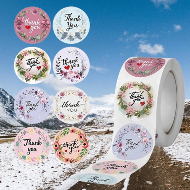BHAGWADI 2.5 cm Round Shape Thank You Stickers for Product Use Self Adhesive Sticker