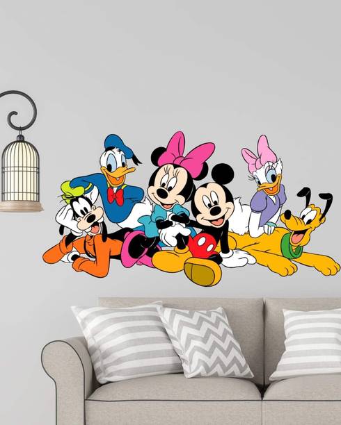 WALL WINGS 114 cm DISNEY CARTOON GROUP MICKEY MOUSE,MINNIE MOUSE, DONALD DUCK WALL STICKER Self Adhesive Sticker