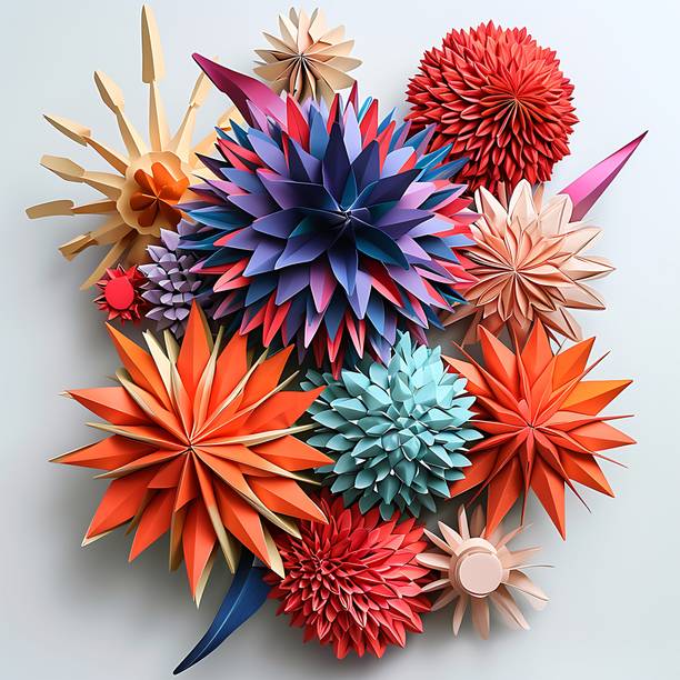 Obita 18 inch Sea_Urchin_Origami 3D Animals Decorative Wall Sticker for Home, Living Room Self Adhesive Sticker
