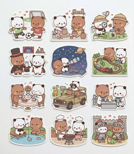 GadgetWave 8 cm Bubu Dudu Stickers for laptops, Mobile Self Adhesive Sticker