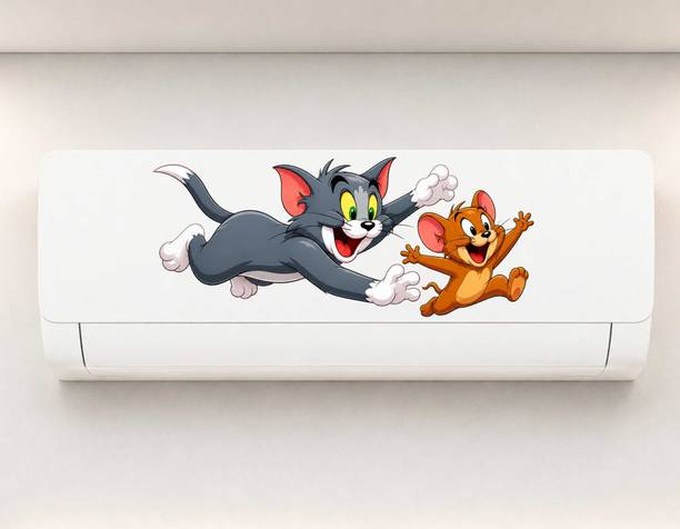 Azan Creation 24 inch Tom and Jerry AC Sticker for Split AC | Kids Room Cartoon Vinyl Decal Self Adhesive Sticker